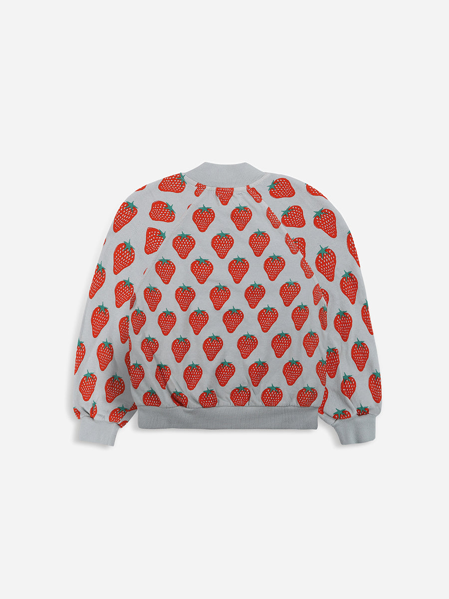 Strawberry all over zipped sweatshirt