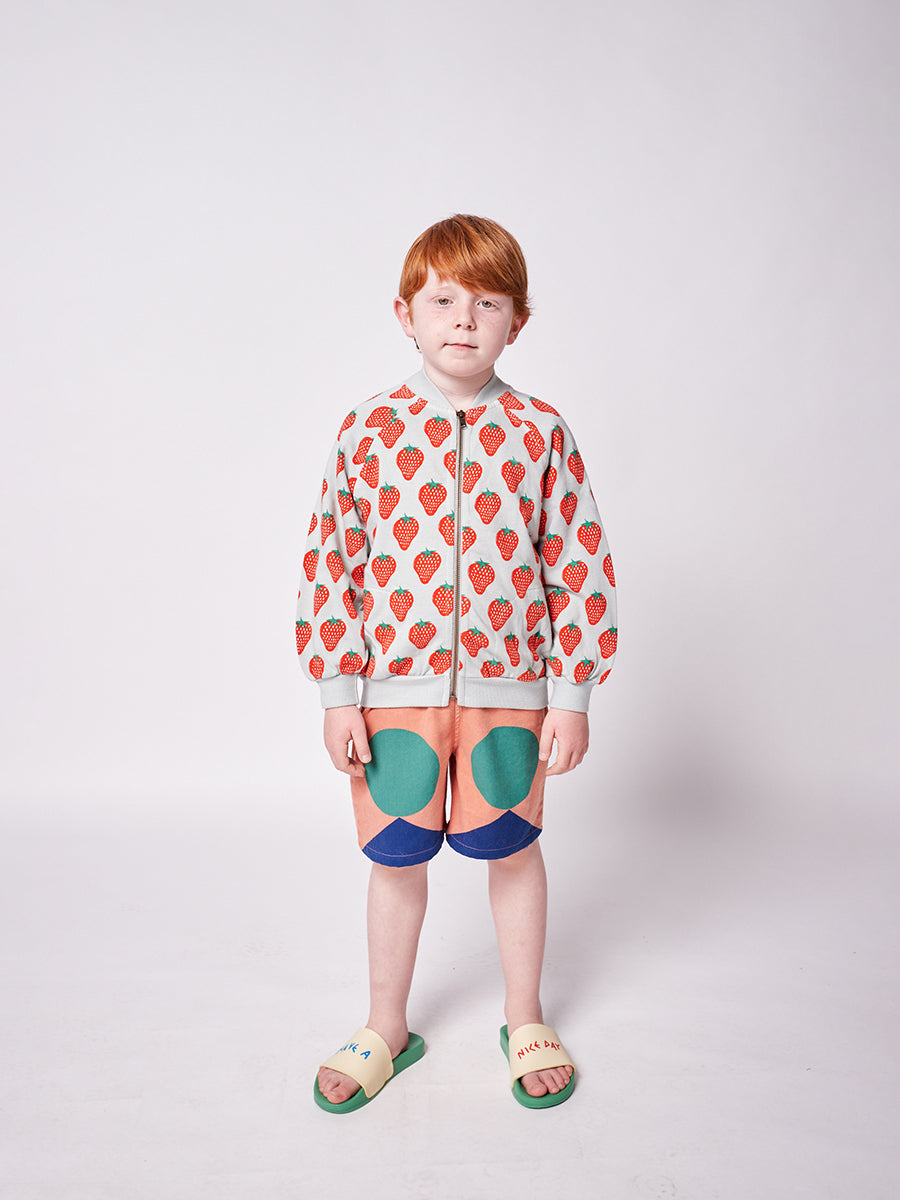 Strawberry all over zipped sweatshirt