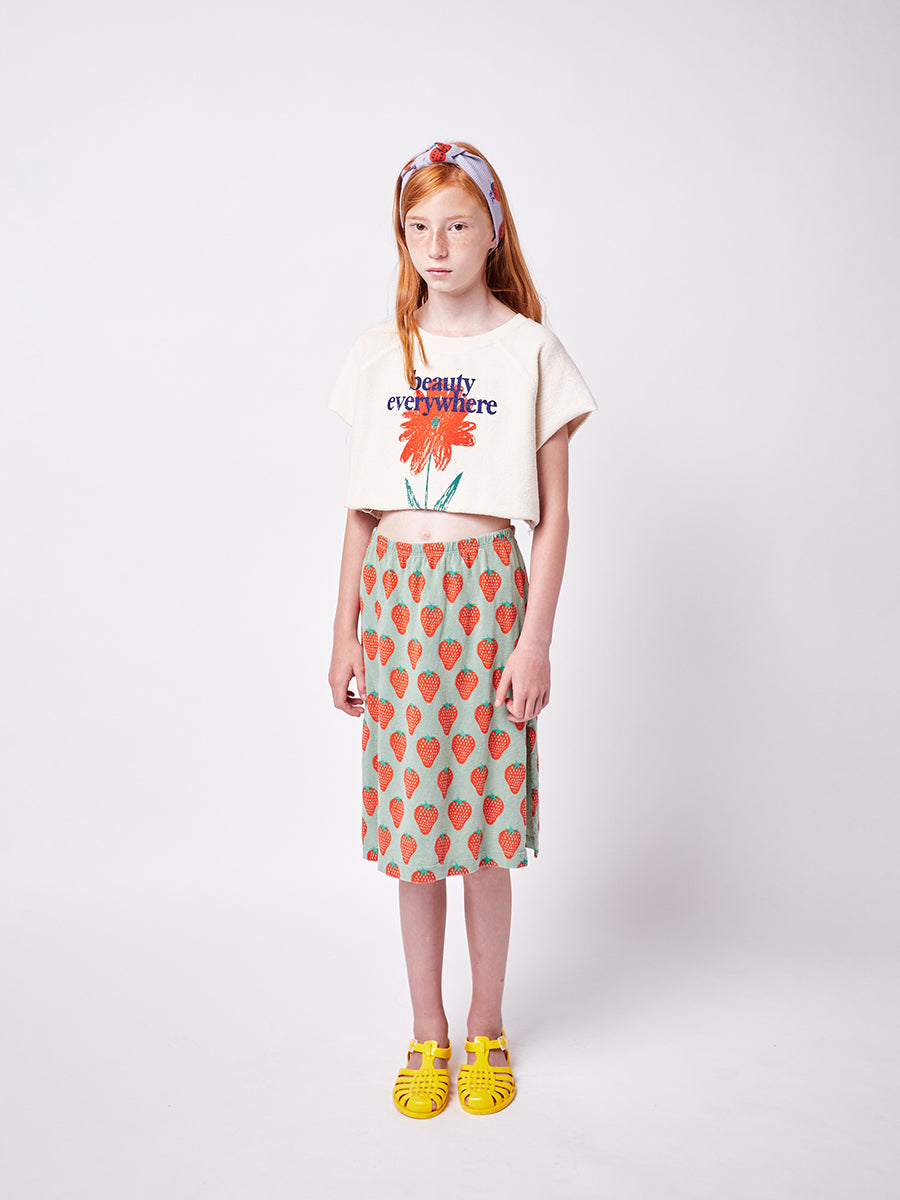 Strawberry all over midi skirt