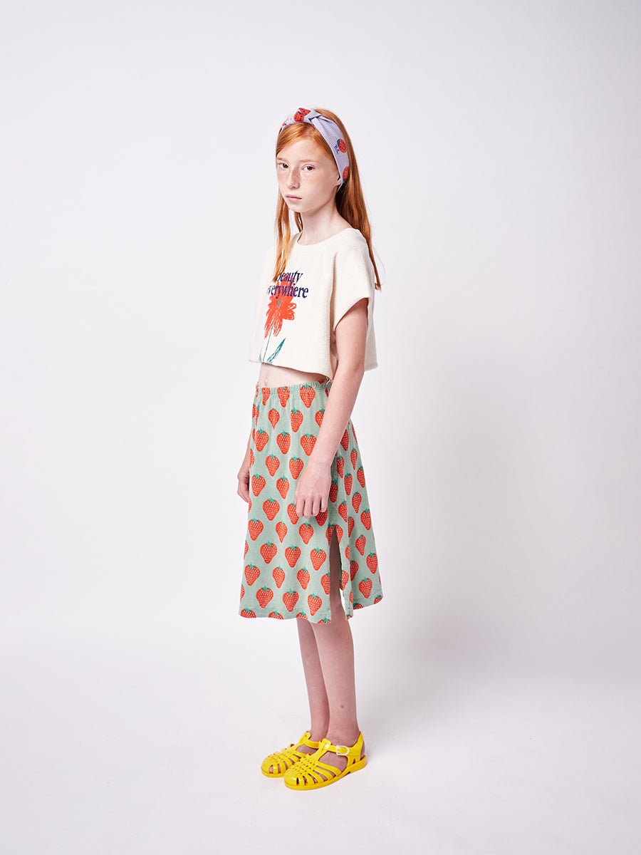 Strawberry all over midi skirt
