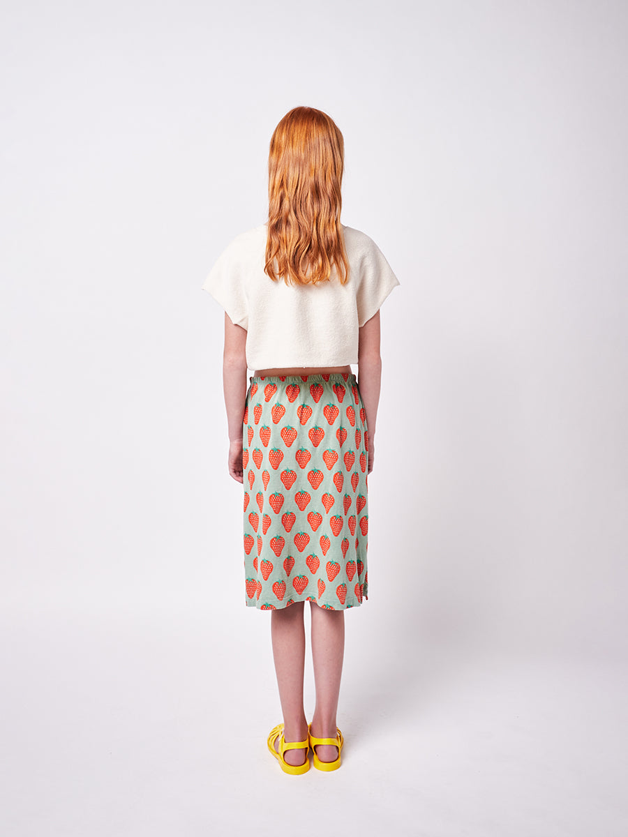 Strawberry all over midi skirt