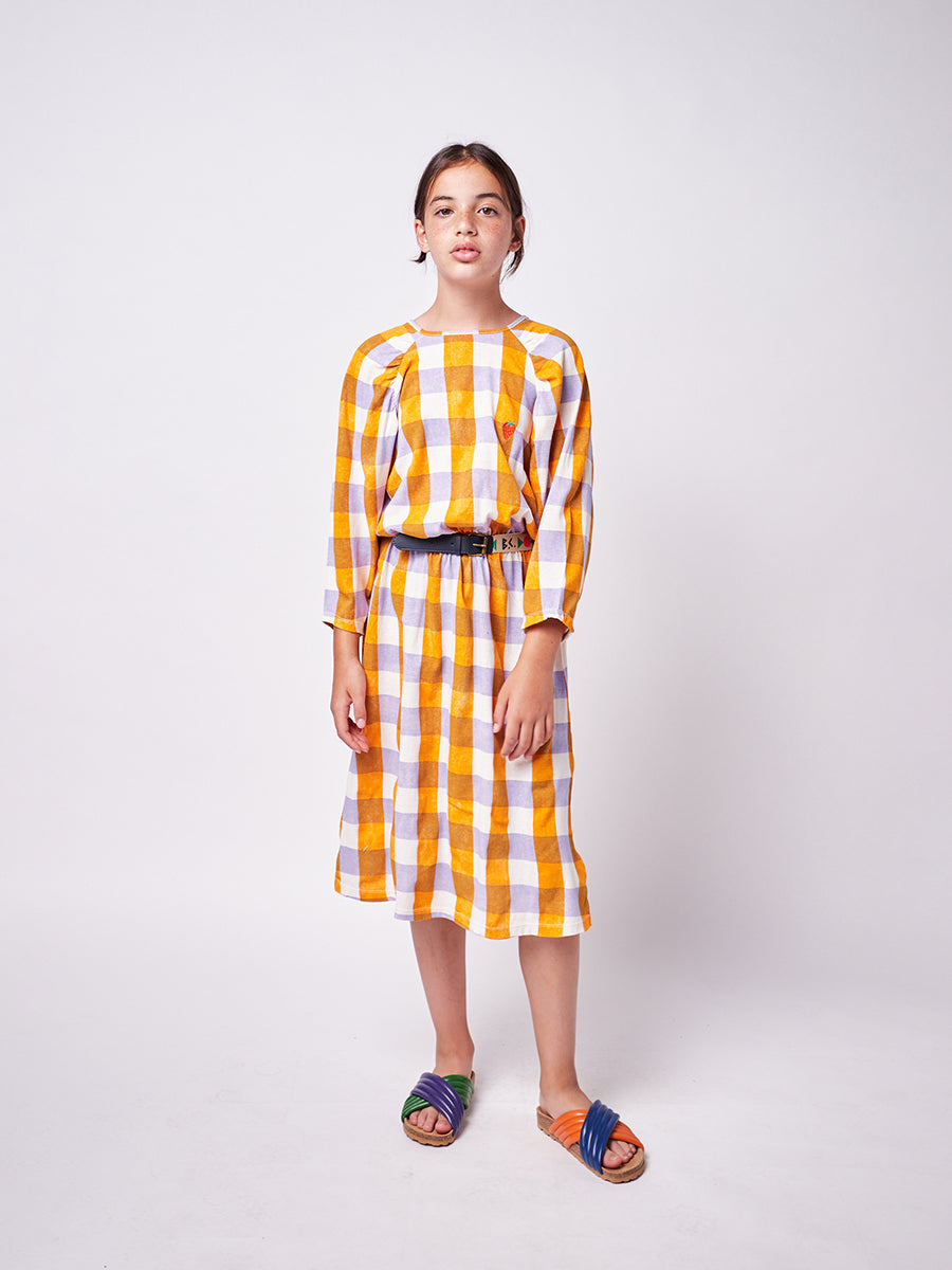 Checkered long sleeve dress