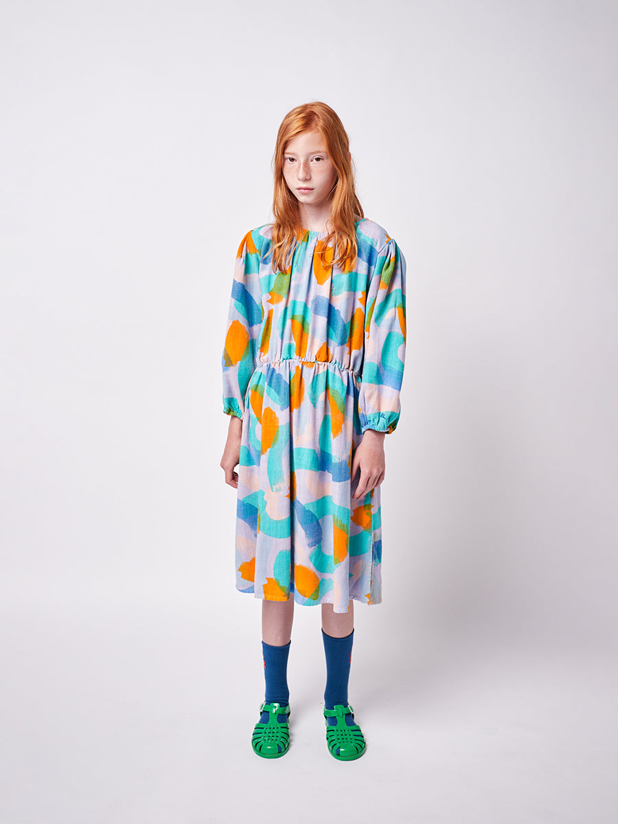 Brushstrokes all over woven midi dress