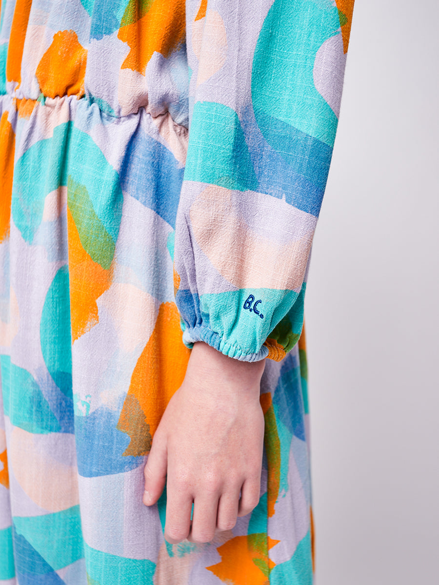 Brushstrokes all over woven midi dress