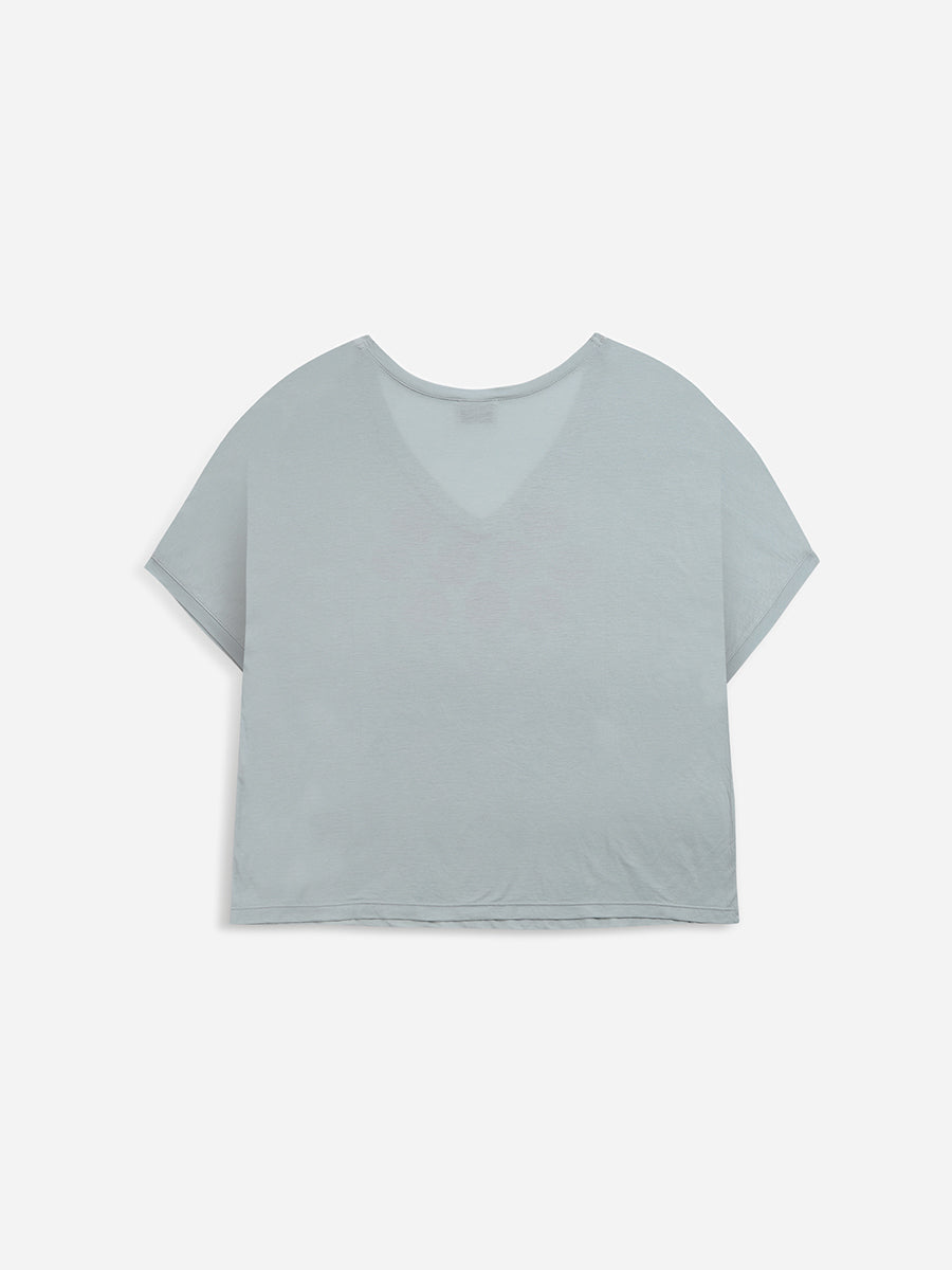 Flowers V-neck loose T-shirt
