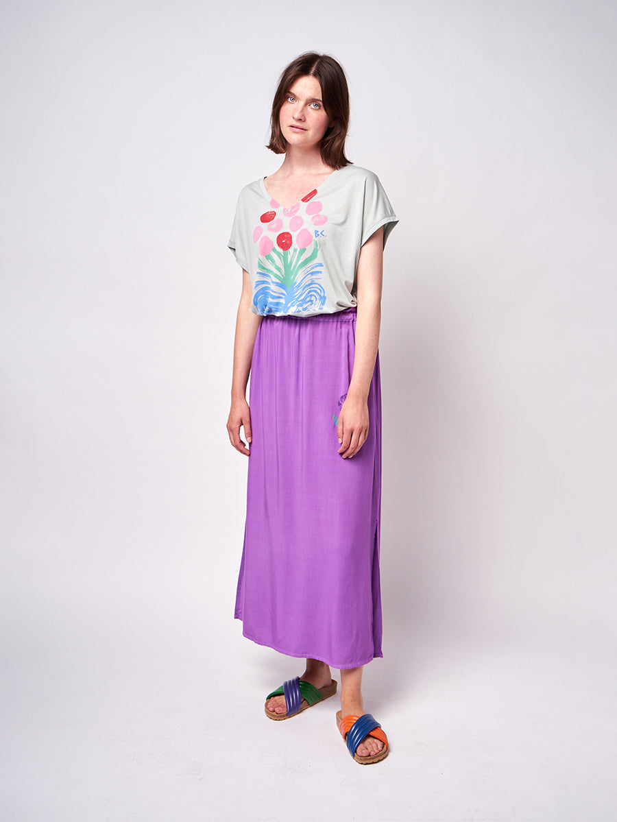 Flowers V-neck loose T-shirt
