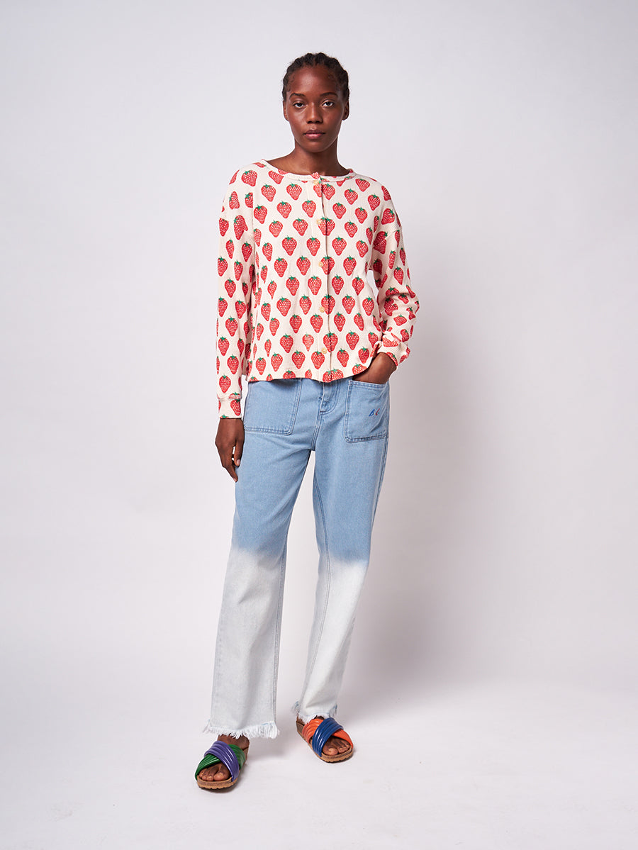 Strawberry textured long sleeve T-shirt