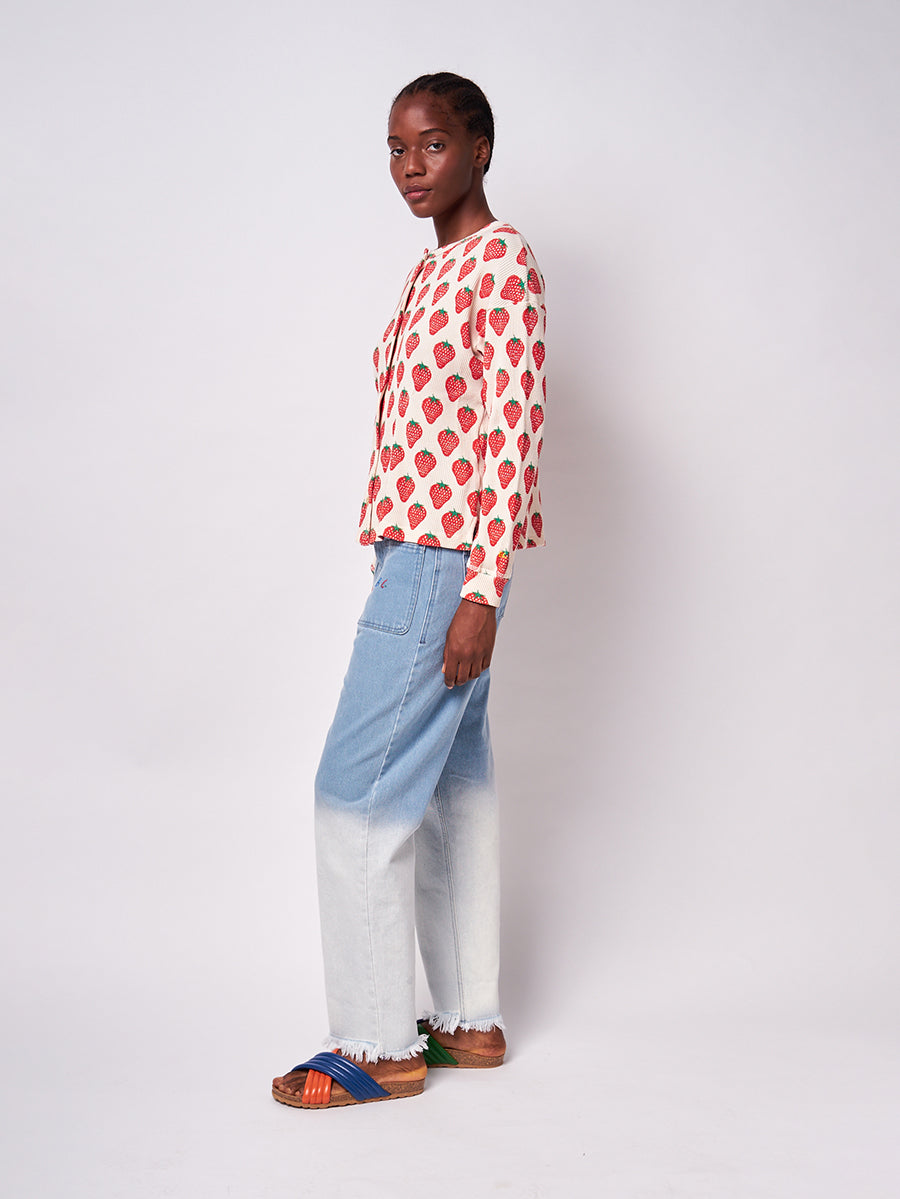 Strawberry textured long sleeve T-shirt