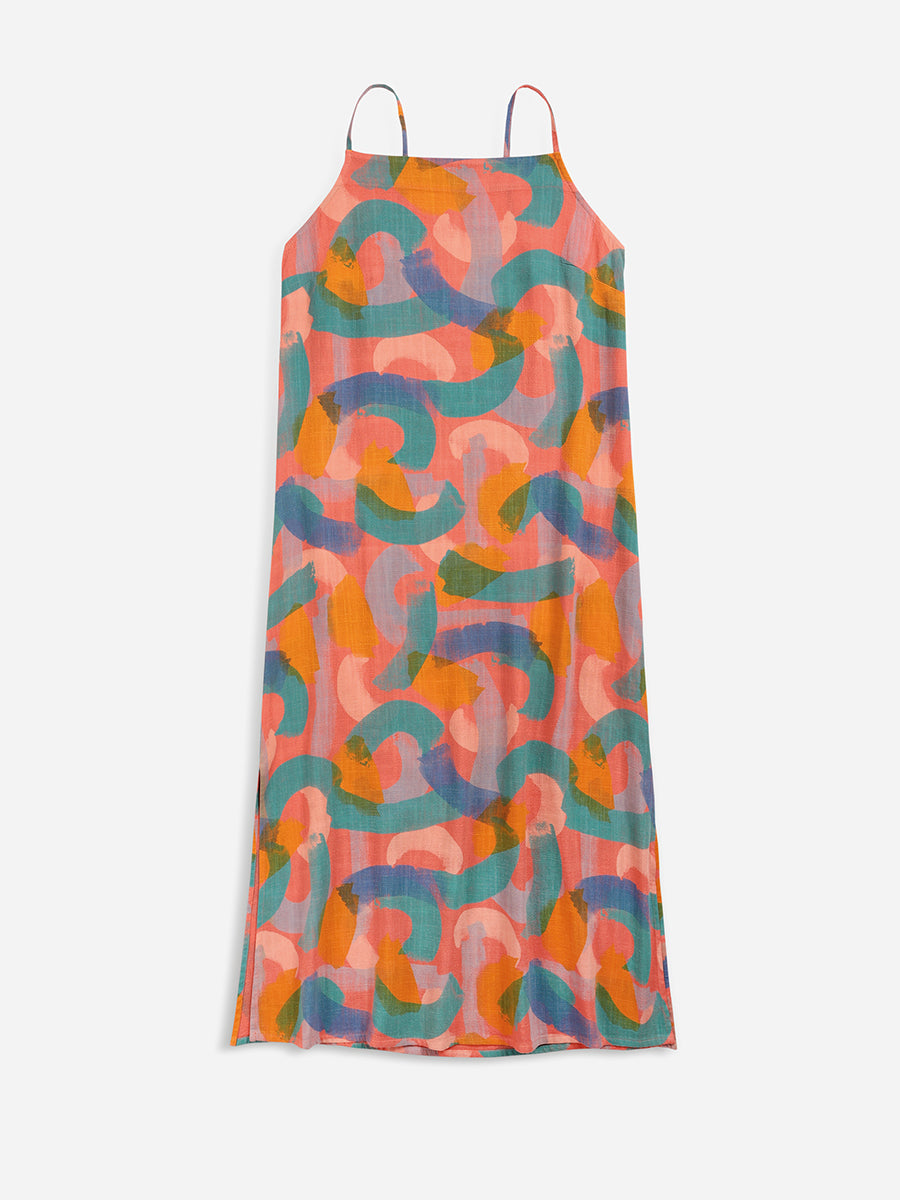 Brushstrokes strap straight dress