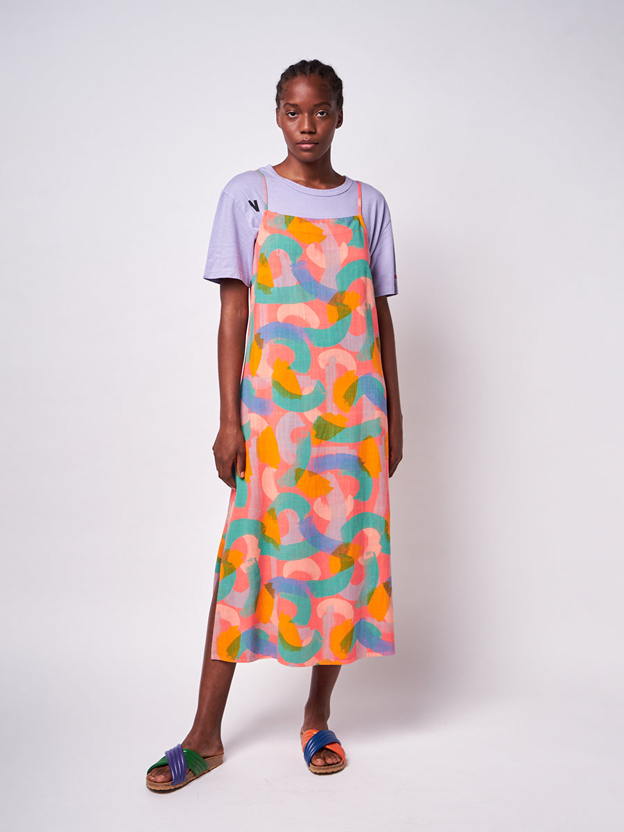 Brushstrokes strap straight dress