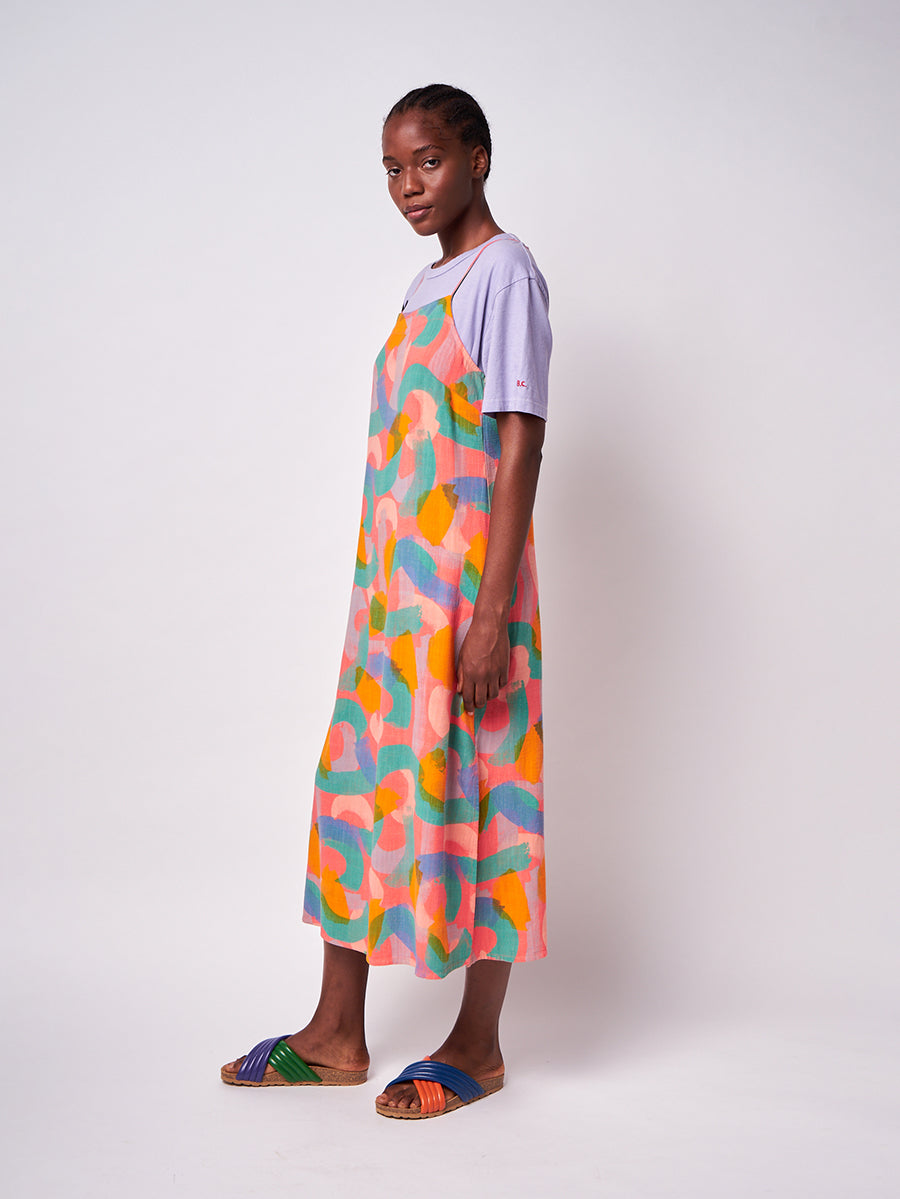 Brushstrokes strap straight dress