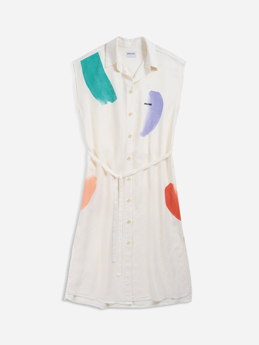 Brushstrokes sleeveless shirt dress