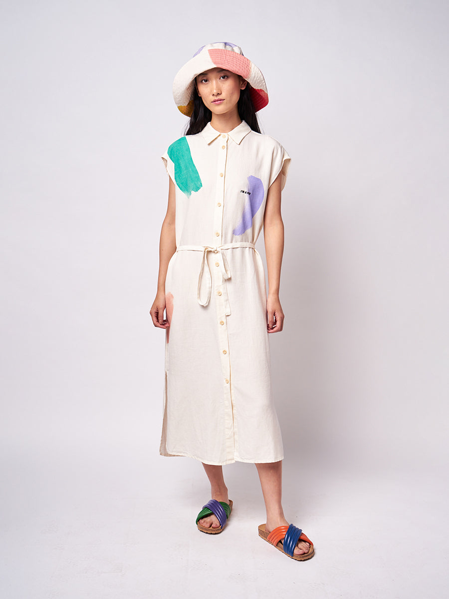 Brushstrokes sleeveless shirt dress