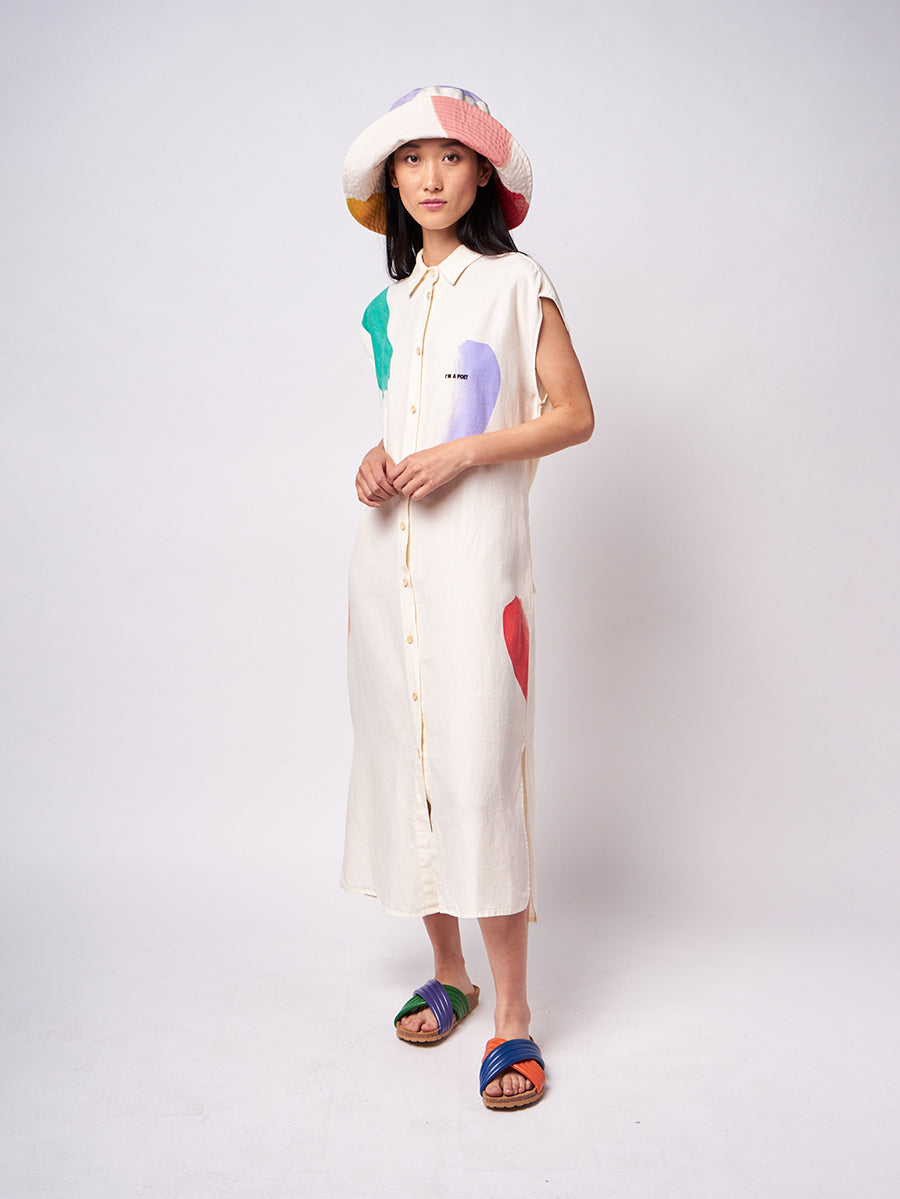 Brushstrokes sleeveless shirt dress