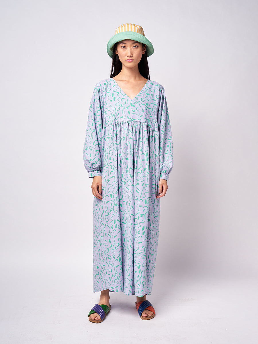 Serpentine v-neck long dress