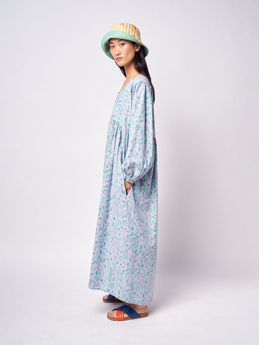 Serpentine v-neck long dress