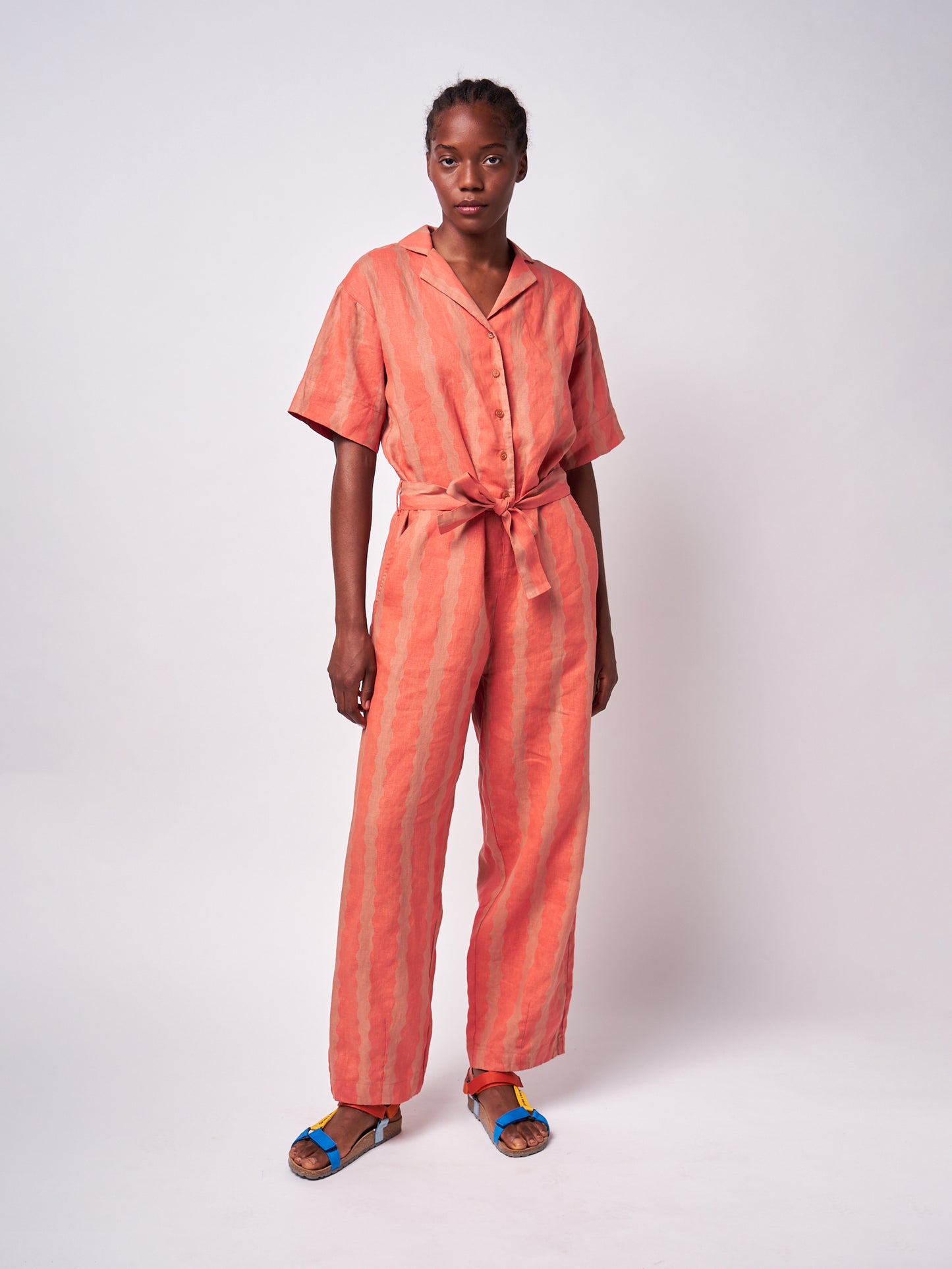 Stripe all over v-neck jumpsuit OFFWHITE