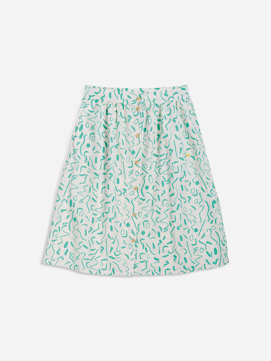 Serpentine printed buttoned skirt