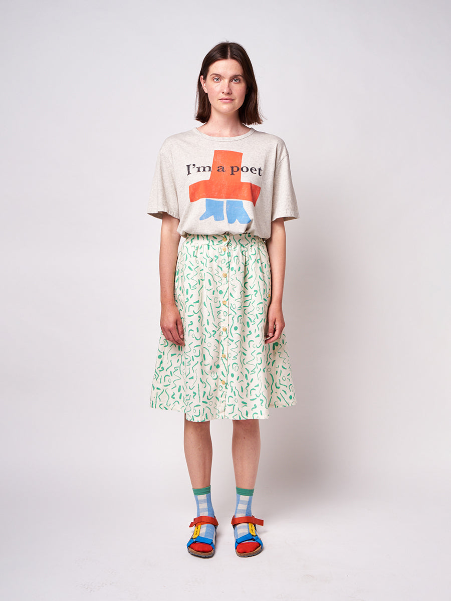 Serpentine printed buttoned skirt