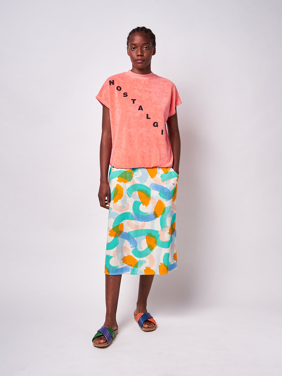 Brushstrokes printed midi skirt