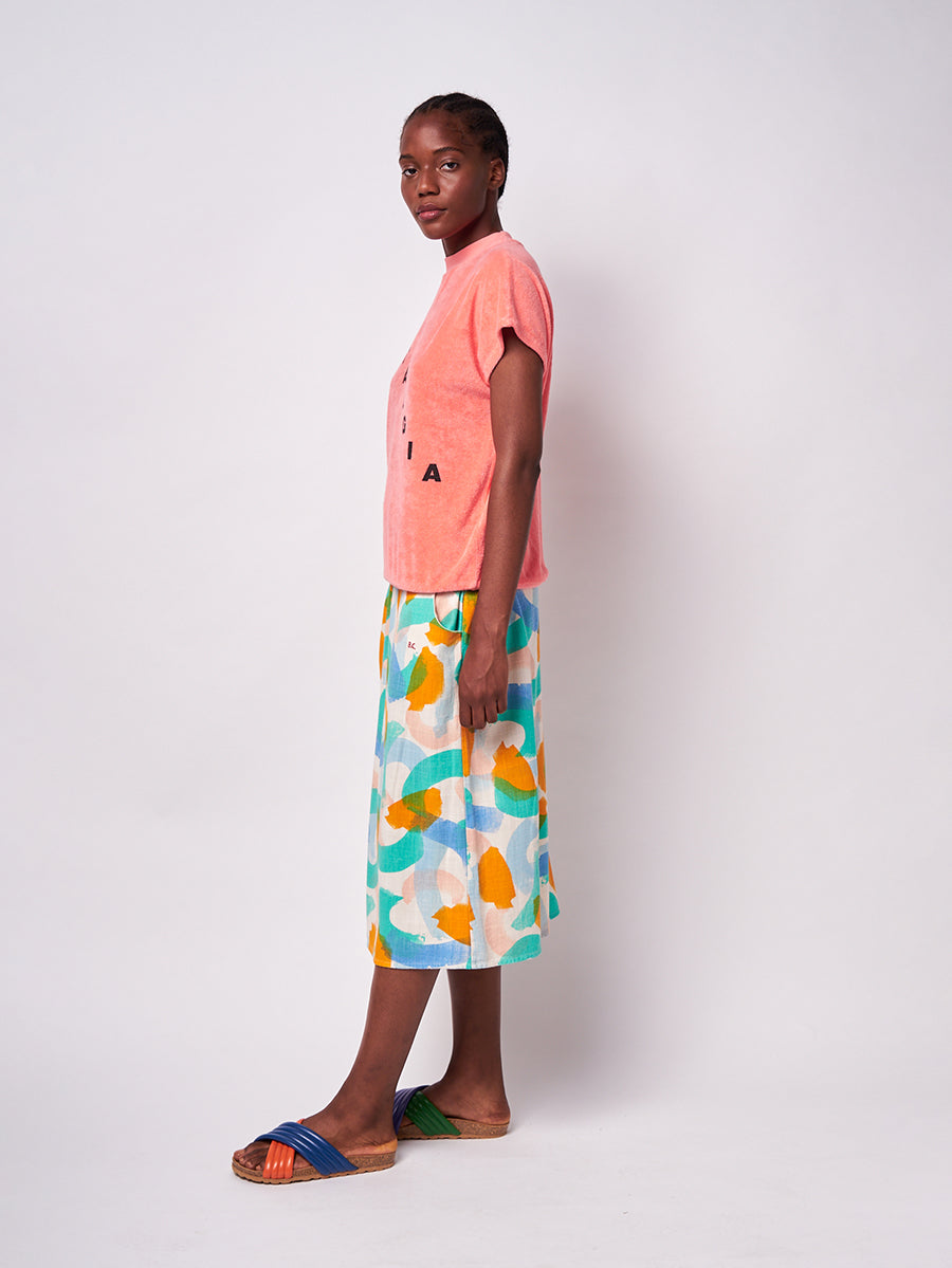 Brushstrokes printed midi skirt