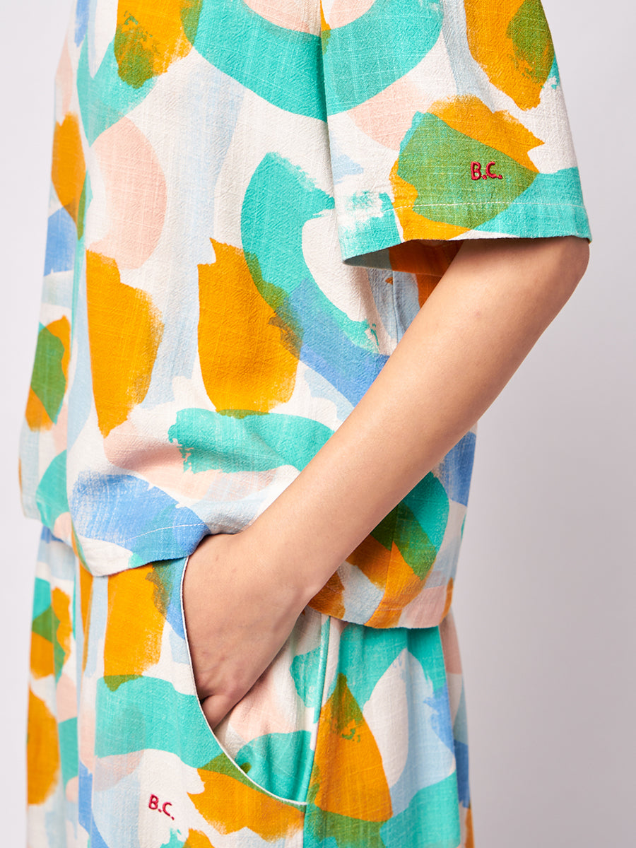 Brushstrokes printed midi skirt