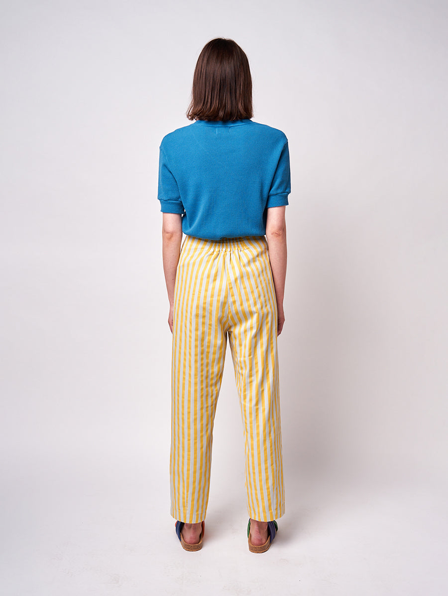 Striped pleated trousers