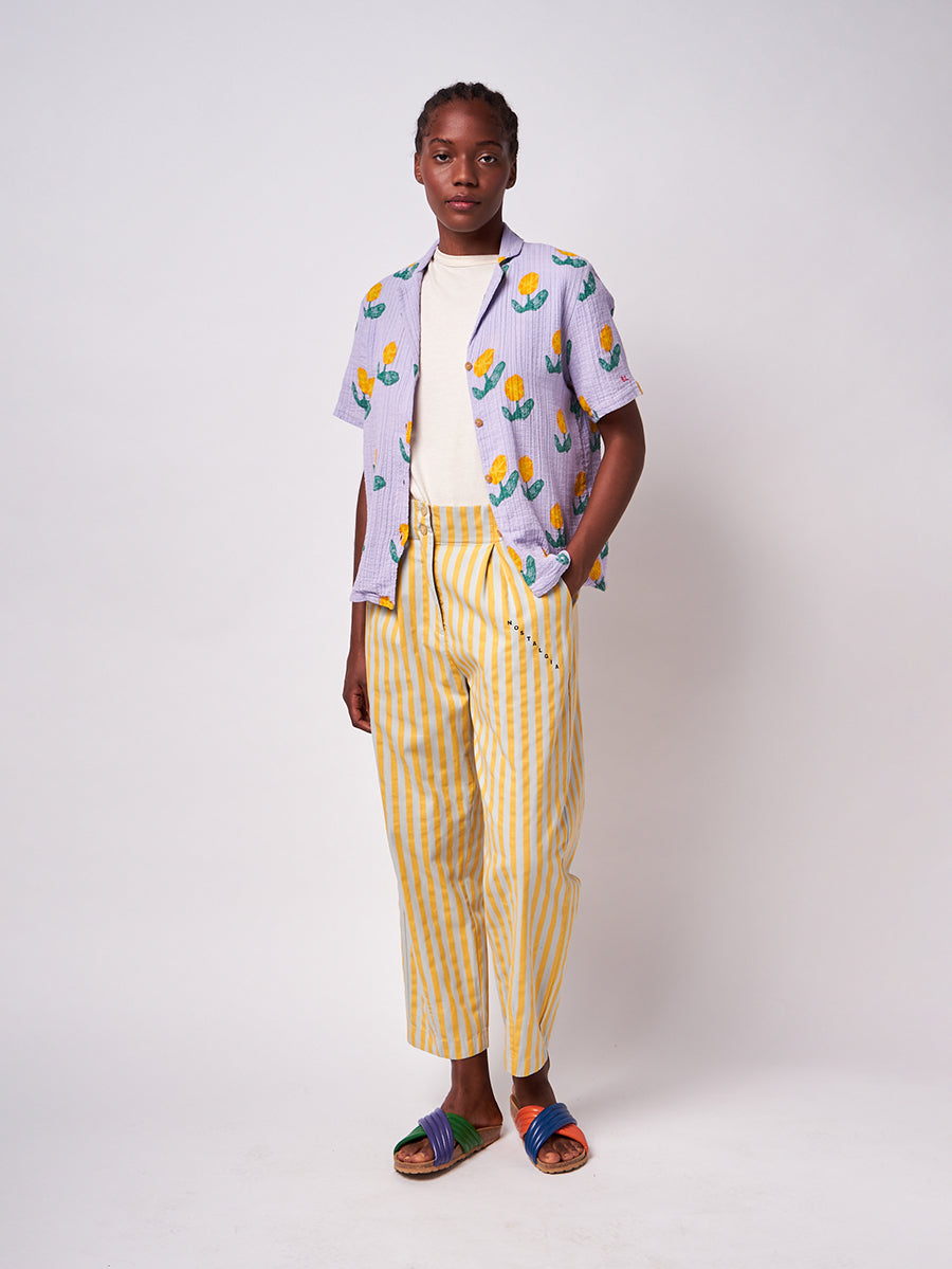 Striped pleated trousers