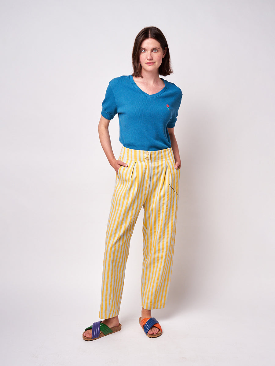 Striped pleated trousers