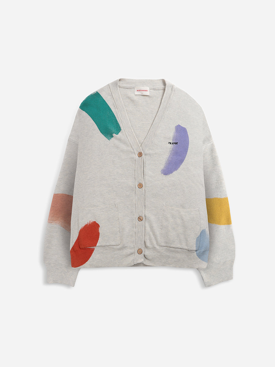 Brushstrokes fine knitted v-neck cardigan