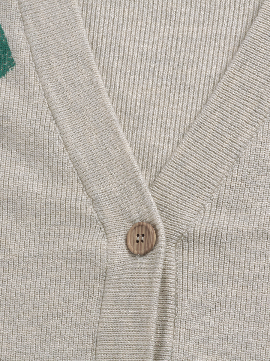Brushstrokes fine knitted v-neck cardigan