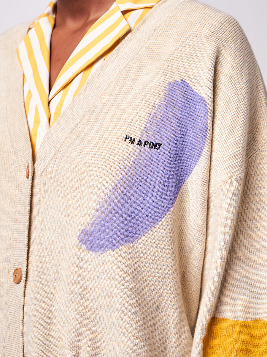 Brushstrokes fine knitted v-neck cardigan