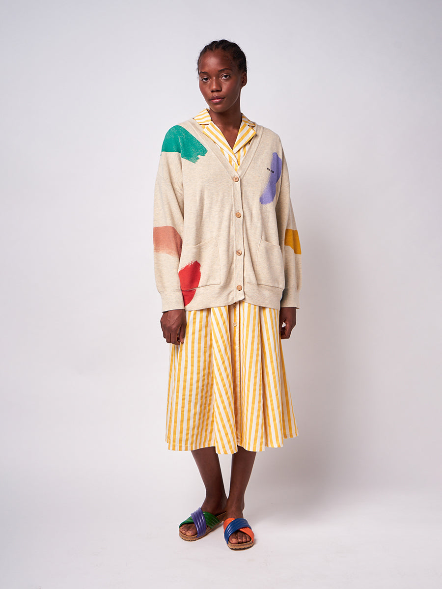 Brushstrokes fine knitted v-neck cardigan