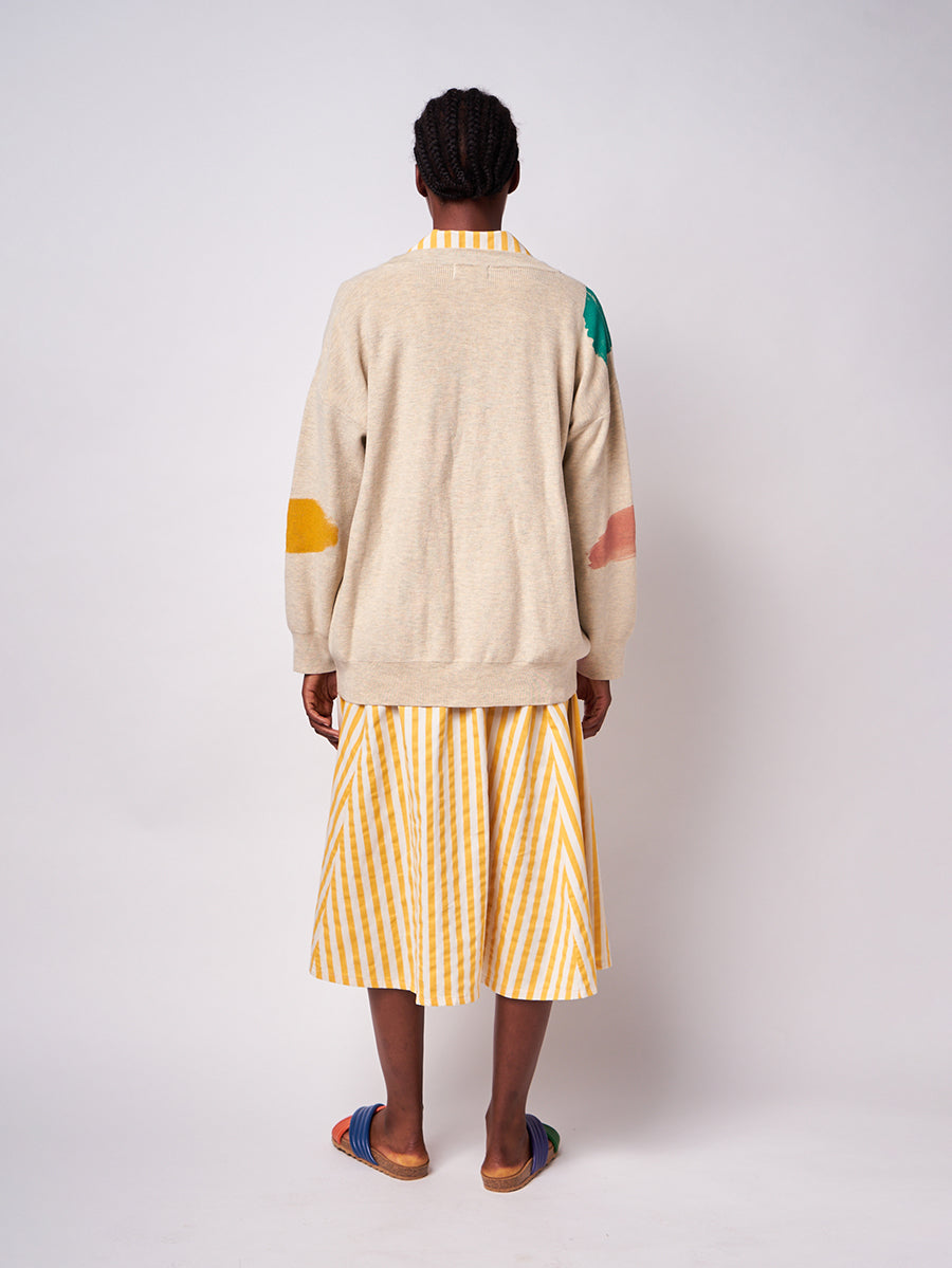 Brushstrokes fine knitted v-neck cardigan