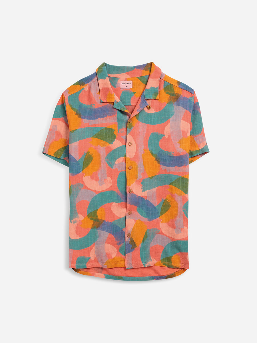 Brushstrokes print short sleeve shirt