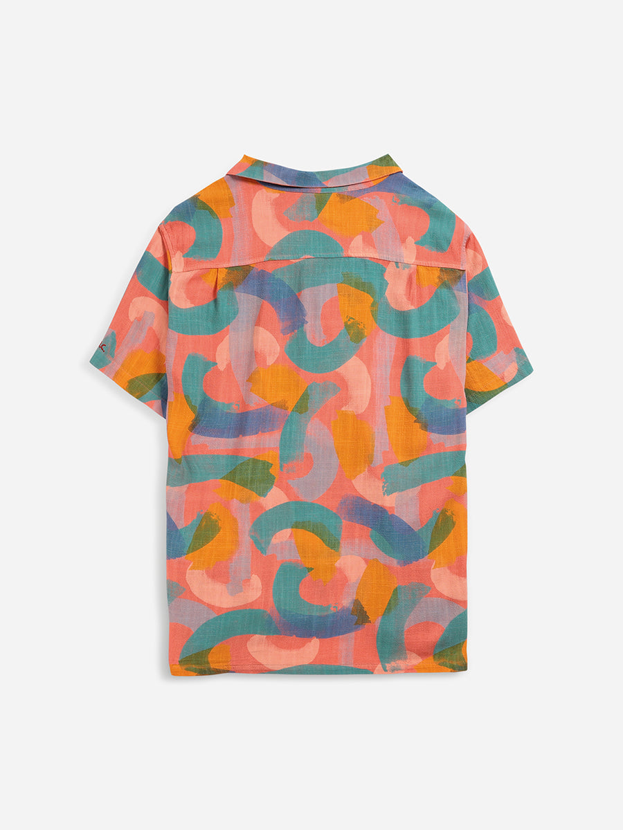 Brushstrokes print short sleeve shirt