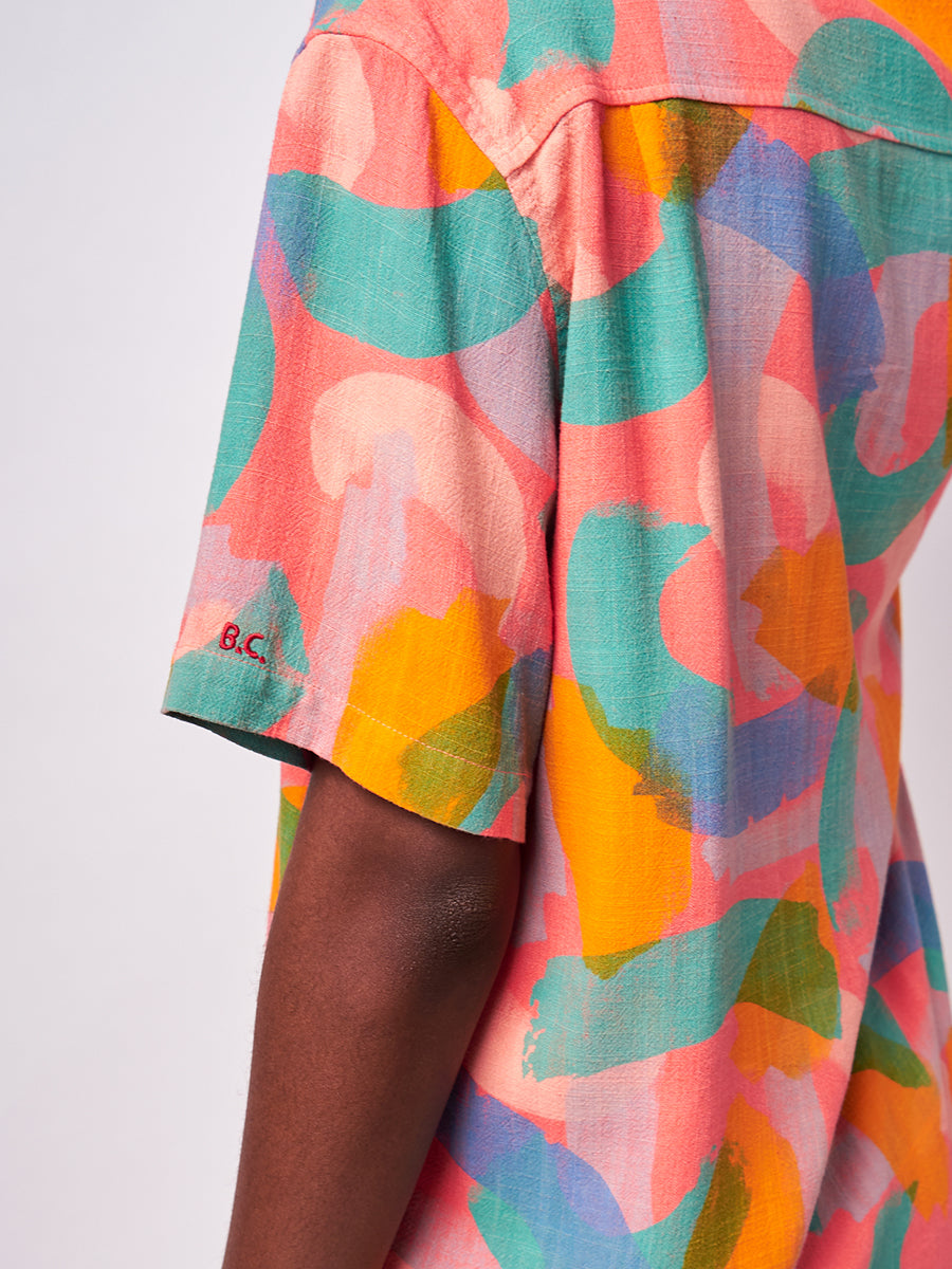 Brushstrokes print short sleeve shirt