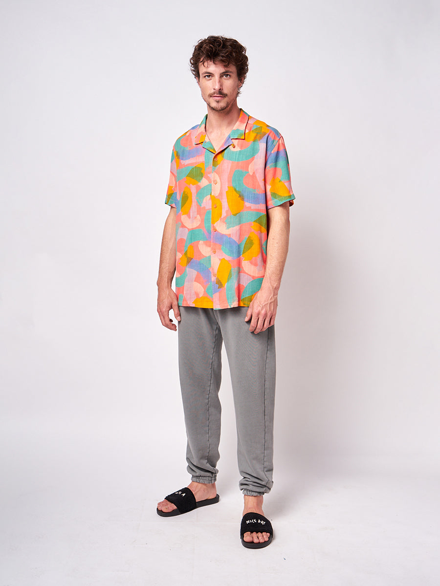 Brushstrokes print short sleeve shirt