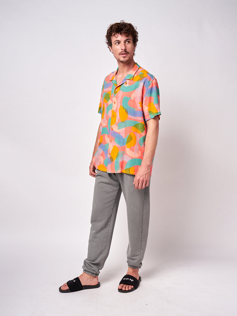 Brushstrokes print short sleeve shirt