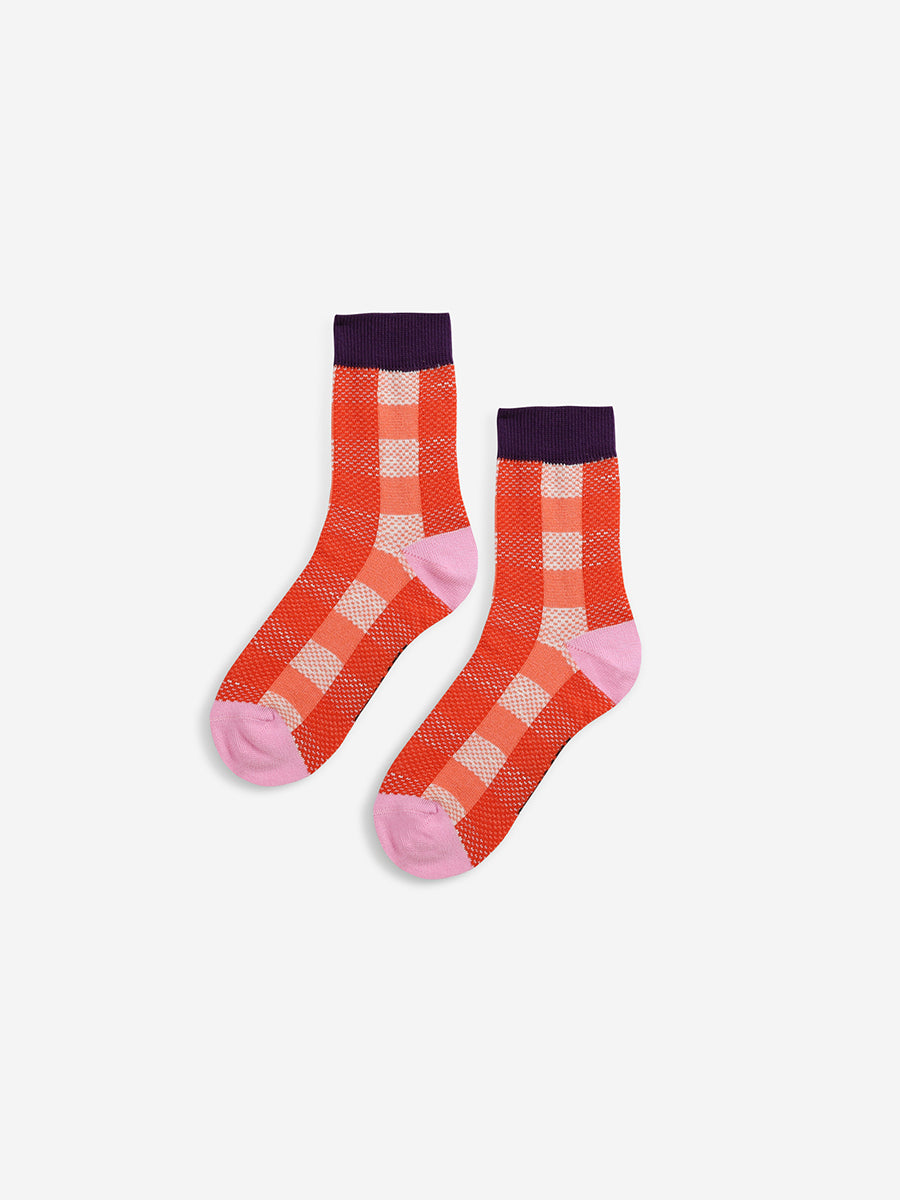 Red checkered short socks