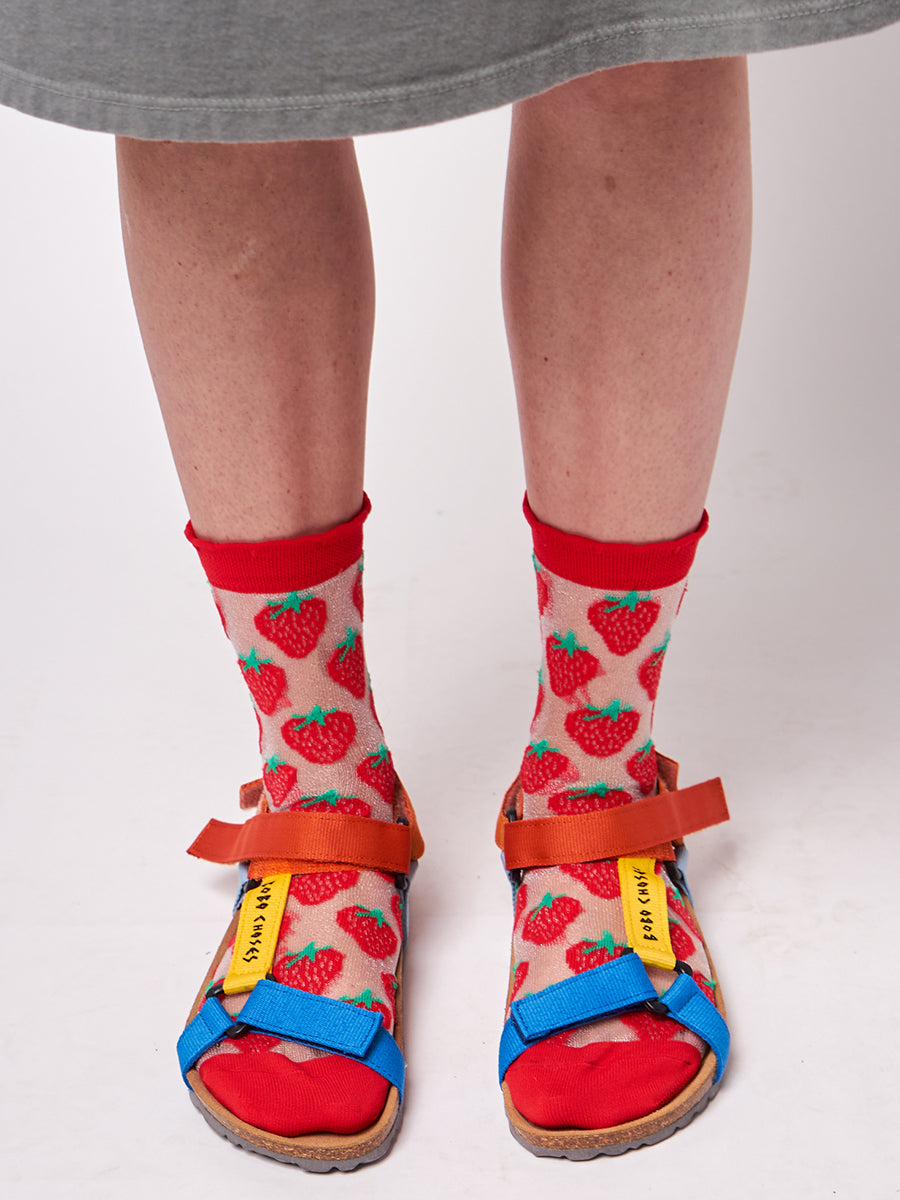 Strawberry transparent short socks