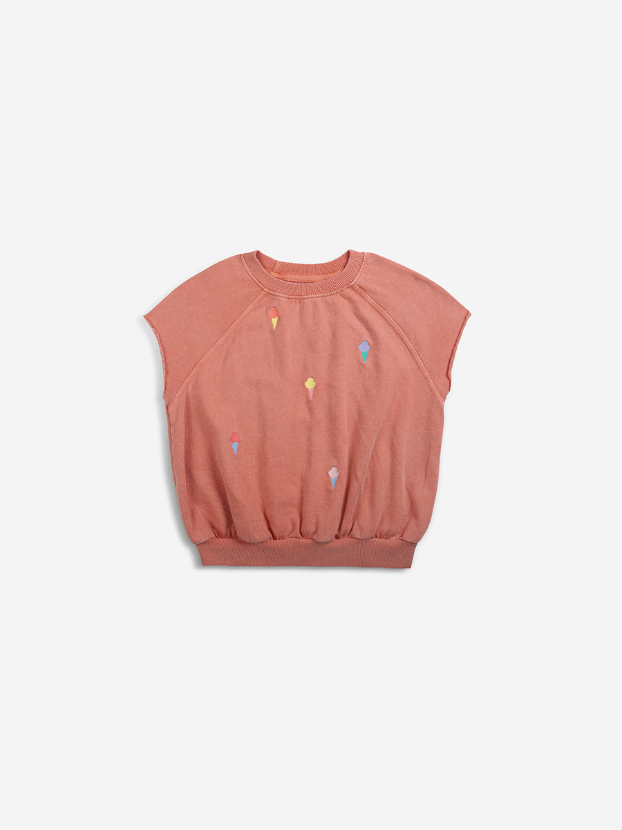 Mini Ice Creams embroidery sleeveless sweatshirt