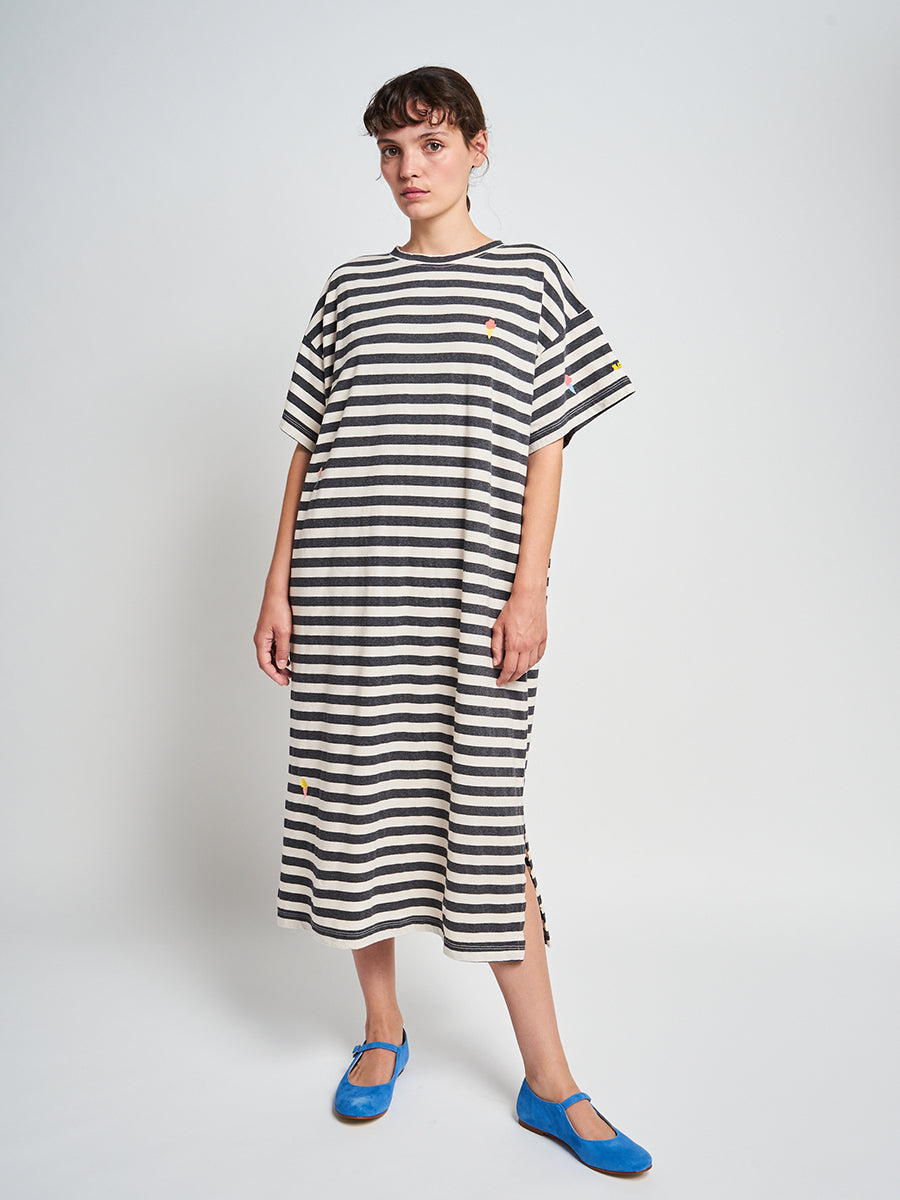 Ice cream striped jersey long dress