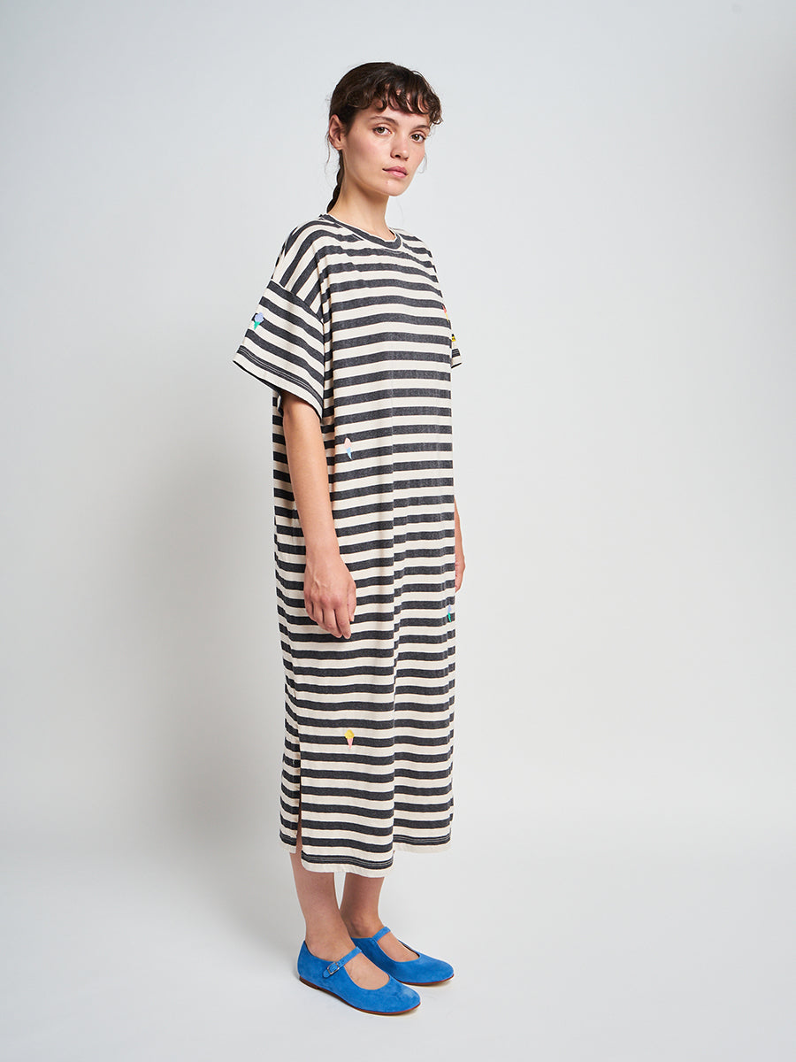 Ice cream striped jersey long dress