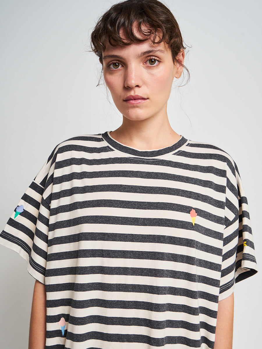 Ice cream striped jersey long dress
