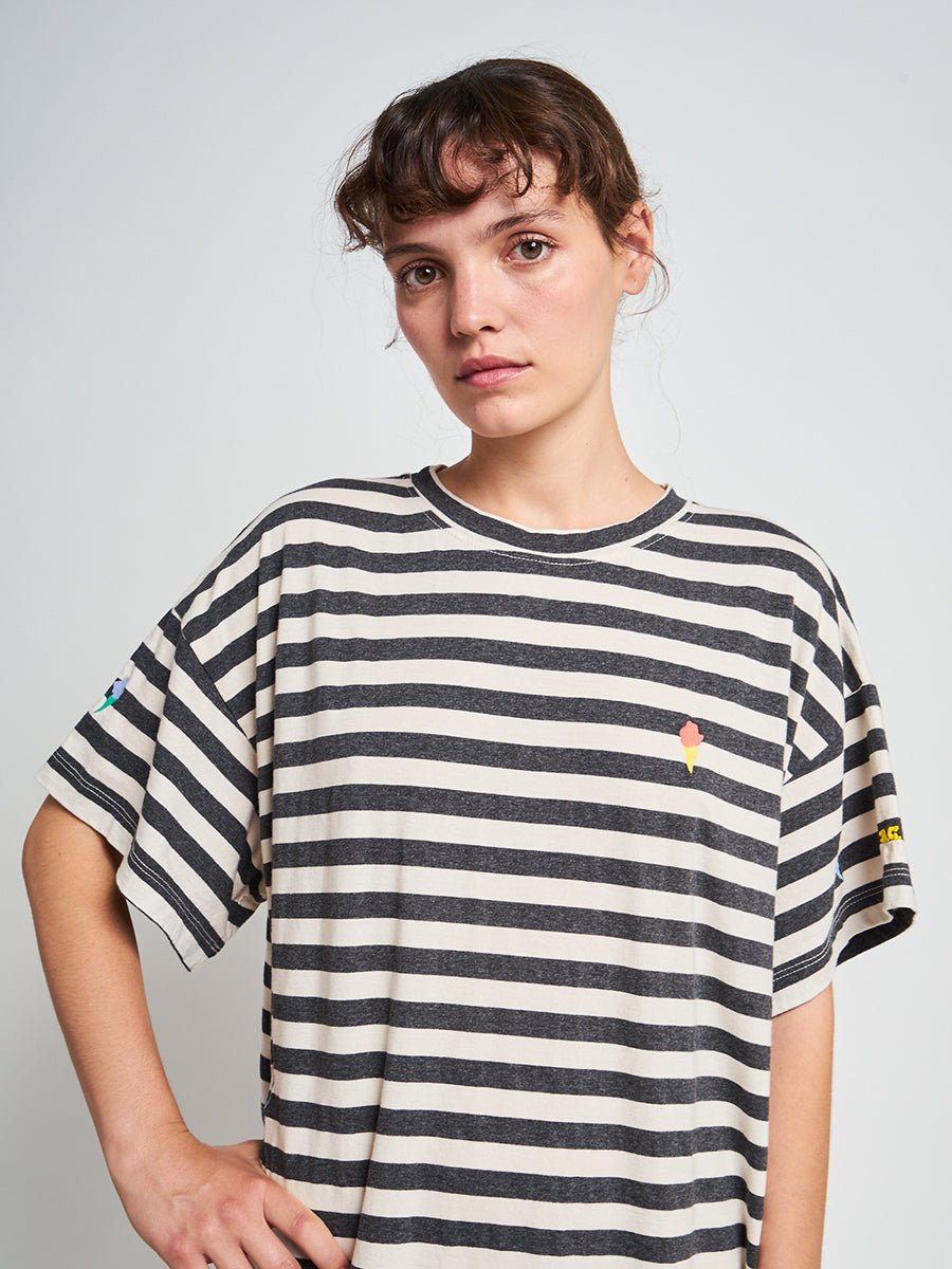 Ice cream striped jersey long dress