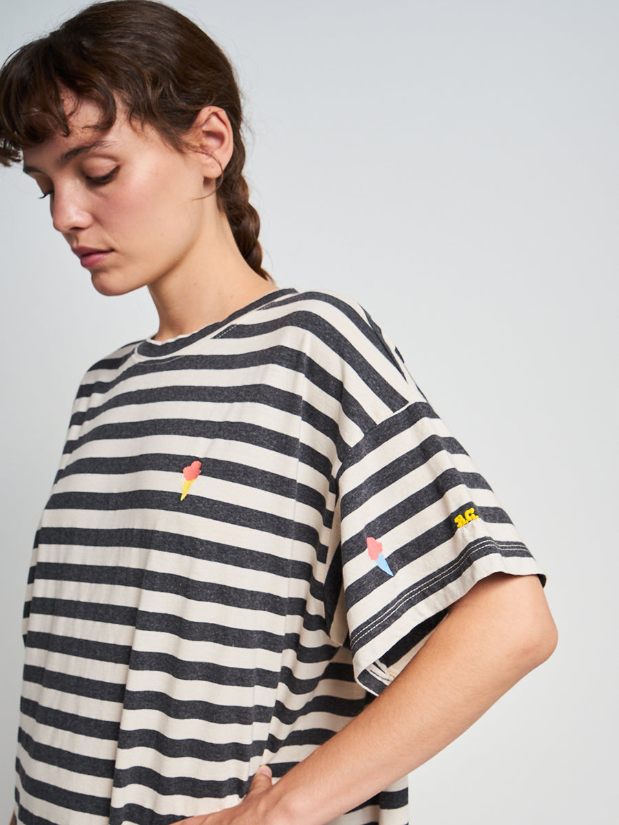 Ice cream striped jersey long dress