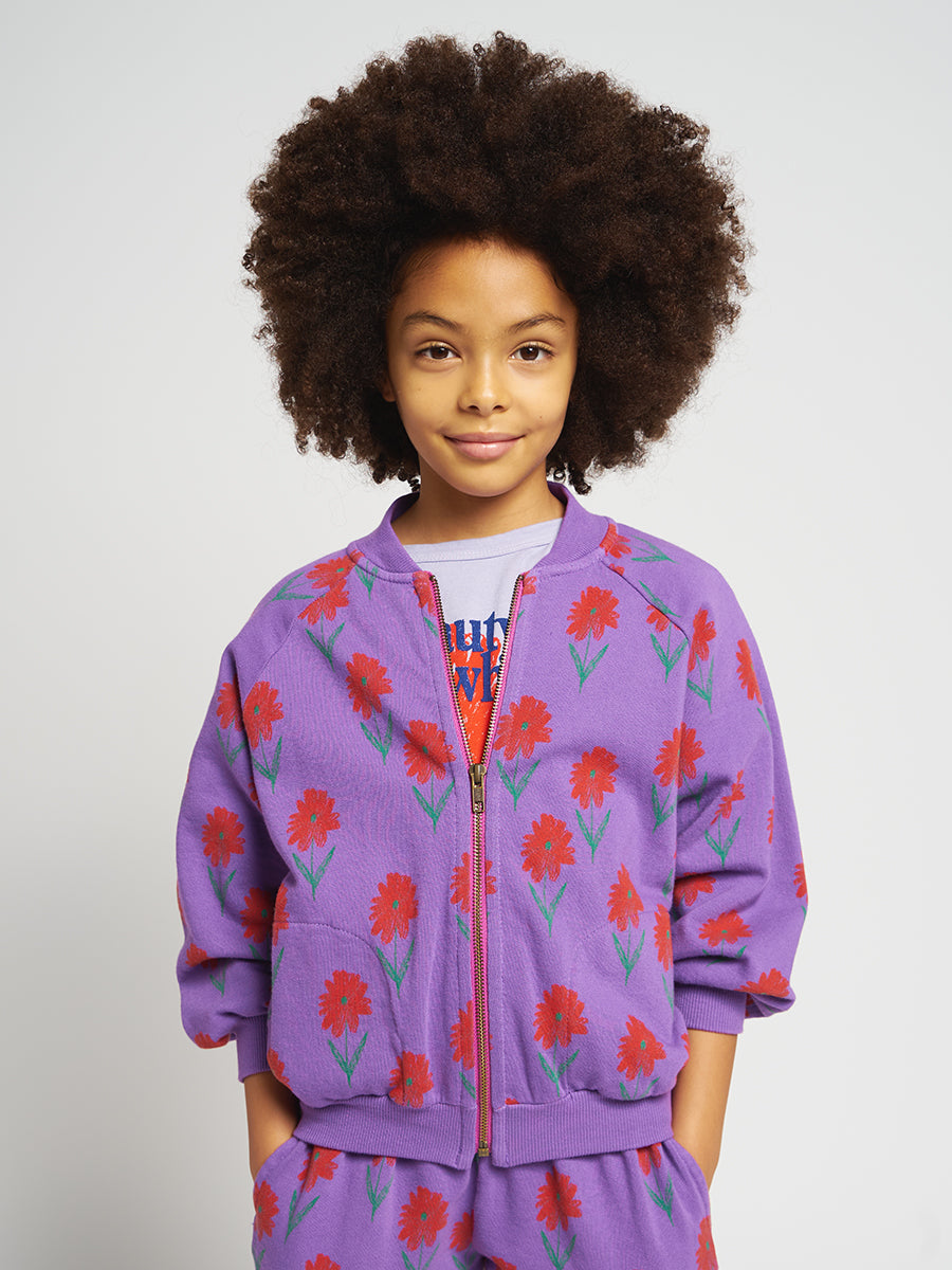 Petunia all over zipped sweatshirt