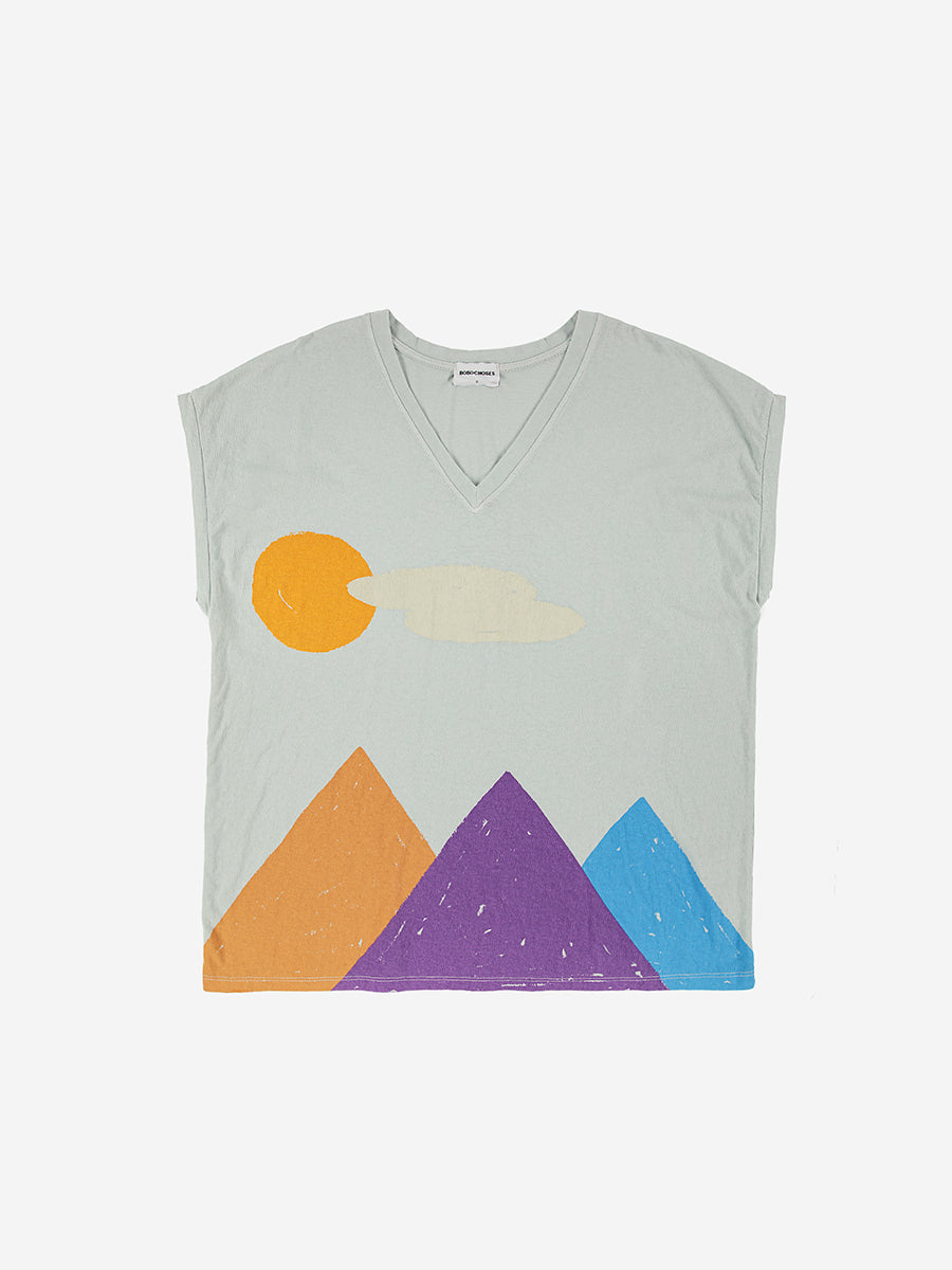 Landscape V-neck loose T-shirt