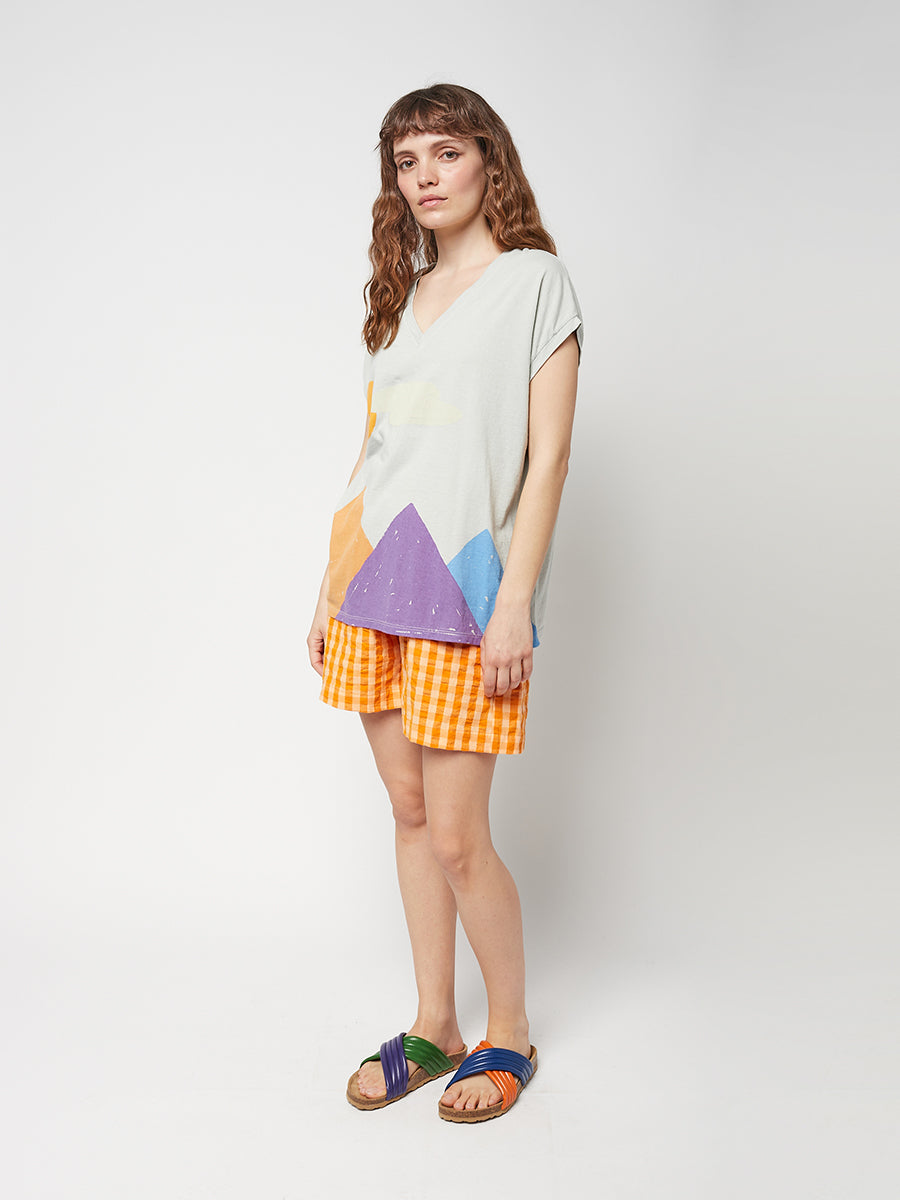 Landscape V-neck loose T-shirt